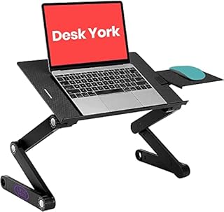 Desk York Portable Laptop Table for Couch, Computer Lap Desk, Laptop Holder for Bed and Sofa, Adjustable Laptop Desk w/Cooling Fan, Gift for Wife, Husband, College Students
