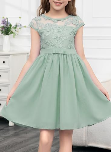 blibean Girls Elegant Lace Mesh Semi Formal Party Dress Size 6-15 Years2