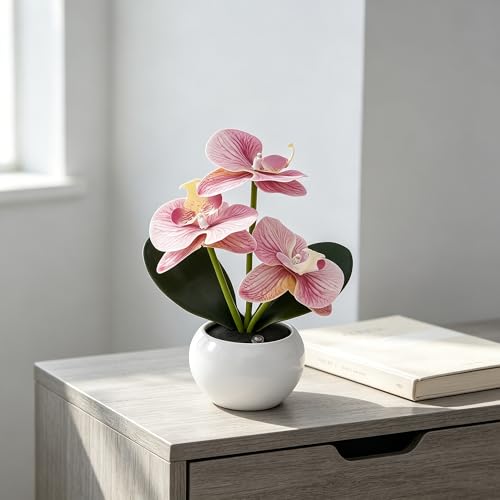 Image of Light Pink Artificial Orchid Lamp, Cordless Rechargeable LED Orchid Night Light, Valentine's Mothers Day Wedding Birthday Gift for Mom Wife Friends, Floral Light for Bedroom Indoor Home Decor
