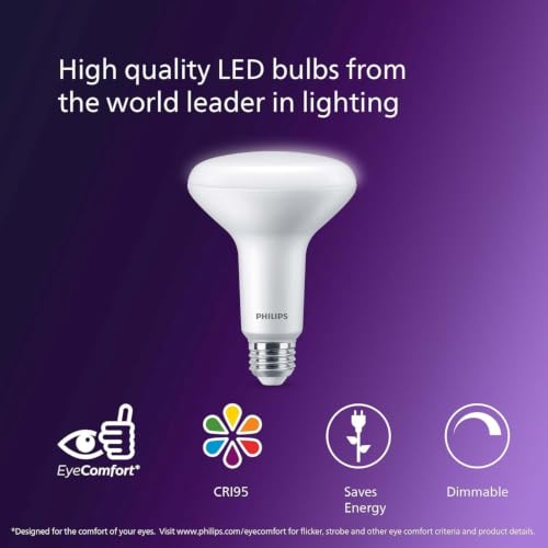 Image of PHILIPS LED 65W BR30 4-Pack Ultra Definition Daylight (5000K) 650 Lumen (7.5W = 65W) Dimmable Frosted Flicker-Free Light Bulbs