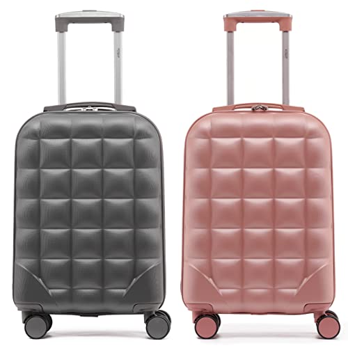 Flight Knight Set of 2 Bubble Suitcase - Lightweight Super Strong Carry On Luggage - Ryanair easyJet Jet2 Approved - 8 Wheel Carry Cabin Hardcase 55x35x20cm