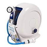 Carrete de manguera de función automática enrollable;ideal para pequeños jardines y terrazas.