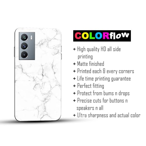 Image of COLORflow Back Cover Compatible with iQOO 9 SE 5G | Beautiful White Marble | Designer Printed Hard CASE Bumper Back Cover Compatible with iQOO 9 SE 5G
