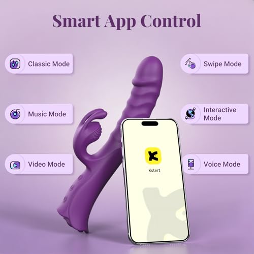Image of Thrusting Vibrator Dildos with App Control & Type-C Fast Charging, 9 Vibration 9 Thrust Modes Rabbit Vibrators, Silicone G-Spot Clitoral Stimulator Adult Sex Toys for Women & Couples with Rose Base