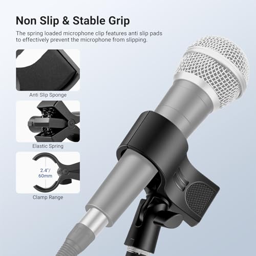 Image of NEEWER Desktop Microphone Stand with Flexible Arm, Adjustable Desk Mic Clamp Holder Mount with Clip & 1 /4 inch to 5 /8 inch Adapter Compatible with Shure Razer Seiren Mini Audio Technica AT2020, MS042