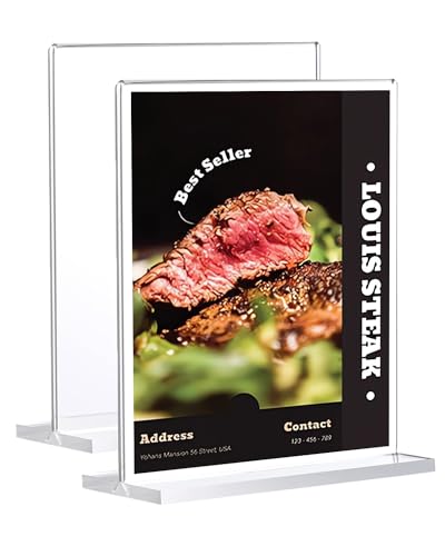 IheDovb 2 Stück Acryl Aufsteller A4, Transparenter T-Form Tischaufsteller A4 Displayständer für Preisschilder Poster Menükarte
