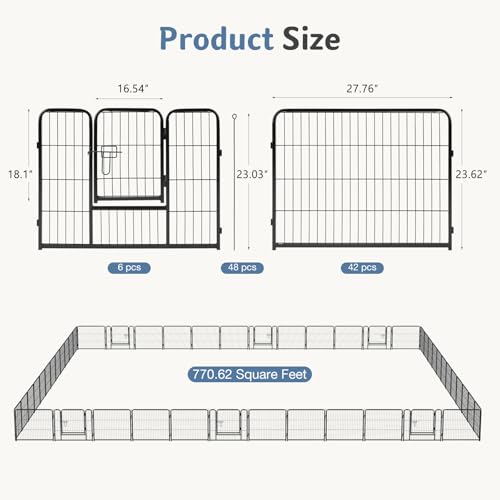 Image of DUMOS Dog Playpen 24 Inch 48 Panels Indoor Outdoor Metal Pet Fence