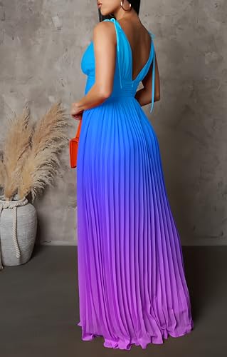 Image of ZVO Women Maxi Dress Sexy Cocktail Party Long Dress Summer Loose Beach Dresses A-line Pleated Halter Dress