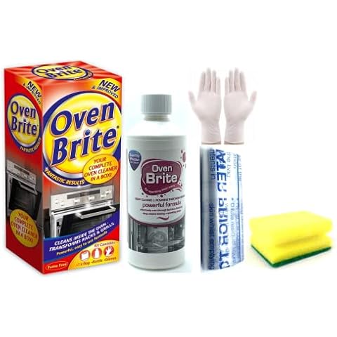 Oven Brite Antibacterial Oven Cleaning Kit - 500 ml Bottle - Rack Cleaning Bags and Gloves Included - Complete Oven Cleaning Kit with Degreaser Sponge Cover