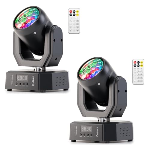 2PCS 30W Lyre LED Avec Télécommande,DMX512 RGW Effets lumineux,5 Modes d'éclairage Mini Jeux de lumiere DJ Aux DJ, fêtes et l'éclairage