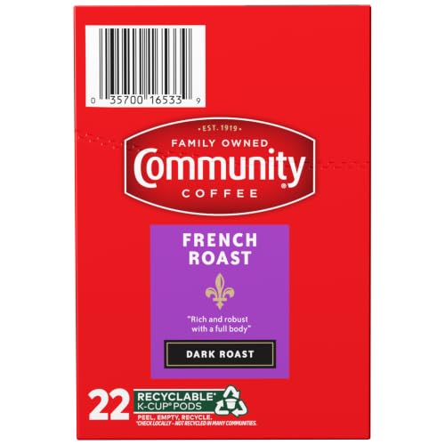 Image of Community Coffee French Roast Extra Dark Roast Kcup Pods, 22 Count (Pack of 1)