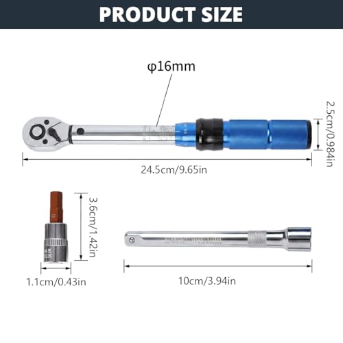 Image of Serplex 15PCS 1 /4 Inch Adjustable Torque Wrench, 2-24Nm Click Ratchet Set