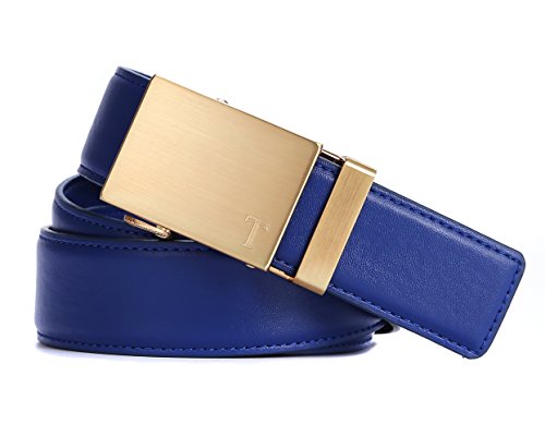 Men's Leather Ratchet Belt with Automatic Buckle, 1 3/8" Wide, Trim to Fit Dress Casual Belts2