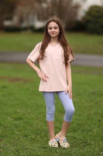 BIG ELEPHANT 3 Packs Girls Capri Leggings with Pockets, High Waisted Yoga Pants Athletic Running Dance Workout for Kids4