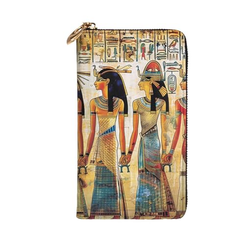 Women in Ancient Egypt Printed Long Wallet for Women Men Cute PU Leather Wallet with Coin Purse and Credit Card Holder2