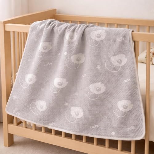 Image of 100% Cotton 6-Layer Muslin Baby Blanket | Super Soft, Breathable & All Seasons Multipurpose Blanket for Babies (Teddy - Grey)