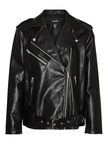 Veste enduite VERO MODA pour femme modèle Vmramon Paula Noos en similicuir noir