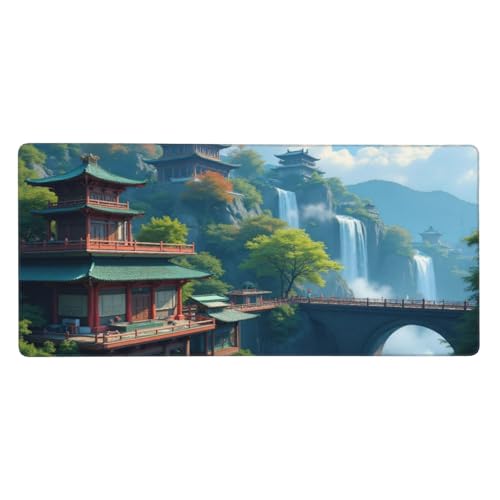 Tapis de souris de jeu grand format pagode sous-main bureau ordinateur