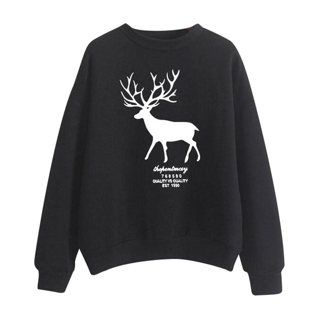 enakshi (label) Women's Crewneck Cotton Sweatshirt Long Sleeves Black Pullover Loose Top XL|Clothing Shoes & Accessories | Mens Clothing | Sweats & Hoodies-picture-33