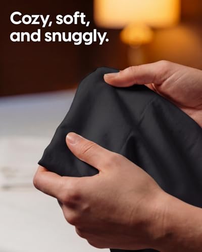 Image of Sleepy Town Queen Size Bed Sheets - 4 Piece - Queen Sheet Set - Extra Soft, Comfy & Cooling - Easy Care - Shrinkage, Wrinkle & Fade Resistant - Brushed Microfiber - Deep Pocket Bed Sheets (Black)