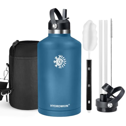 Image of 64oz Insulated Water Bottle, Triple Wall Vacuum Stainless Steel Bottle, 48H Cold & 24H Hot, Leak-Proof BPA-F Jug with Straw & Spout Lids for Sports & Outdoor