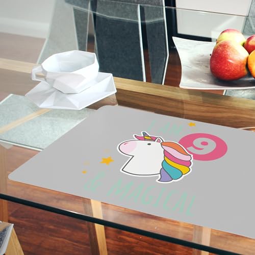 Napperons gris licorne pour table enfant faciles à nettoyer