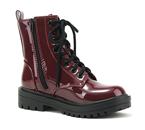 Image of Soda FIRM - Lug Sole Combat Ankle Bootie Lace up w /Side Zipper