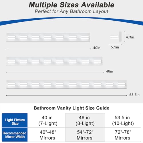 Image of IZORRO LED Modern Bathroom Lights Fixtures(10-Light,Dimmable),Matte White Acrylic Wall Lighting,Vanity Lights for Bathroom Over Mirror - 6000k 53.5In (No Assembly Required)