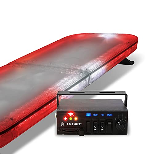 Solarblast Sbfb82 37" 82W Red Led Emergency Full-Size Light Bar [Sae J595 Class Iii] [58 Flash Mode] [Controller Box] [Gutter Bracket] Blue Rooftop Strobe Warning Light Bar For Volunteer Firefighter #TOP13