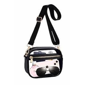 Clear Bag Stadium Approved, Leather Clear Crossbody Purse Bag for Concerts Sports Events Festivals (Black)