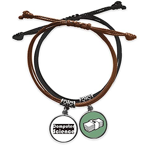 Pulsera de cuerda para el día a día cadena de mano negra de cuero para oficina y salidas