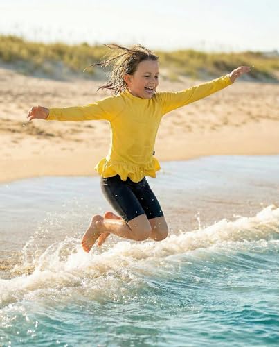 Image of City Threads Girls Long Sleeve Rashguard UPF 50+ Made in USA, Girls' Rash Guard Shirts with Sun Protection