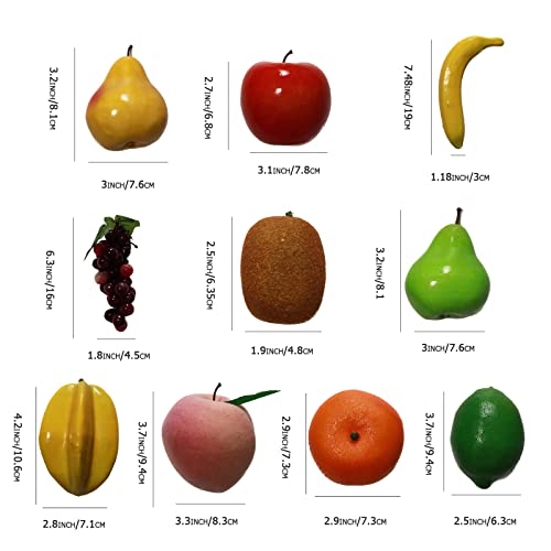 Wjboand 22Pcs Artificial Fruit Fake Mango Lemon Banana Carambola Grape Apple Peach Orange Pomegranate Pear Kiwi Bamboo Strawberry Cherry Decoration Festival Display Photography Props Party #TOP5