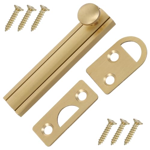 SHINEOFI Pestillo Deslizante de Latón Macizo 75 Mm con Cerrojo Empotrado para Puertas Correderas, Cerradura de Seguridad para Puertas Interiores Granero, Sistema Silencioso y Resistente