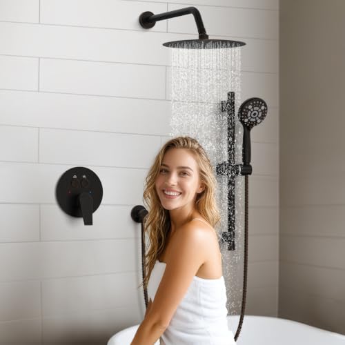 Image of SR SUN RISE 10 inch Shower Faucet Set with Shower Slide Bar,Oil Rubbed Bronze
