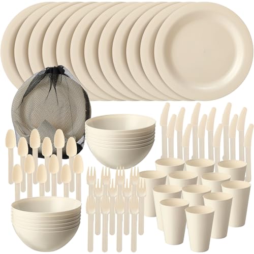 LemonRoad 12 Set Beige Plastic Dinnerware Set...