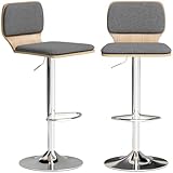 STYLE MODERNE : Cet ensemble de deux tabourets de bar au design épuré et moderne, enrichi de détails naturels chaleureux, comprend une assise rembourrée et un dossier courbé élégant. Parfait pour ajouter une touche contemporaine et soignée aux cuisines, bars à domicile ou salles à manger.
