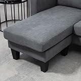 HOMCOM Ecksofa, Eck-Couch mit umkehrbarer Chaiselongue, Sofa in L-Form, Gepolstert Eckcouch mit Federkern, Stahlrahmen Leinenoptik, 186 x 130 x 84 cm, Dunkelgrau