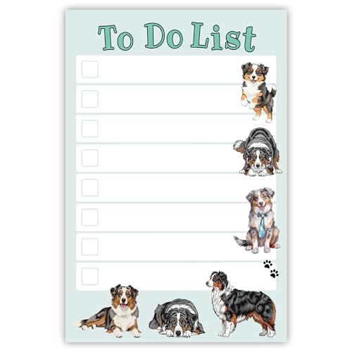 Image of Australian Shepherd Kawaii Sticky Notepad to Do List | Dog Lover Gifts for Women | Office School Supply Sticky Notes 4 inchx6 inch 50 Pages