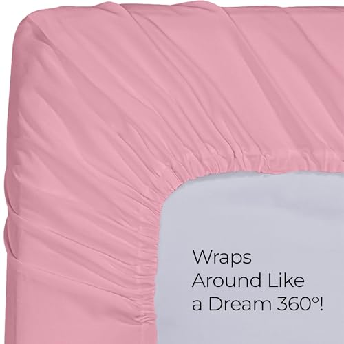 Image of Utopia Bedding Queen Fitted Sheet - Bottom Sheet - Deep Pocket - Soft Microfiber - Shrinkage and Fade Resistant - Easy Care -1 Fitted Sheet Only (Pink)