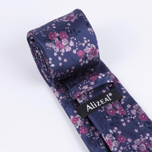Image of Alizeal Mens 3.15inches Delicate Floral Tie with Small Flower Printed Handkerchief Set