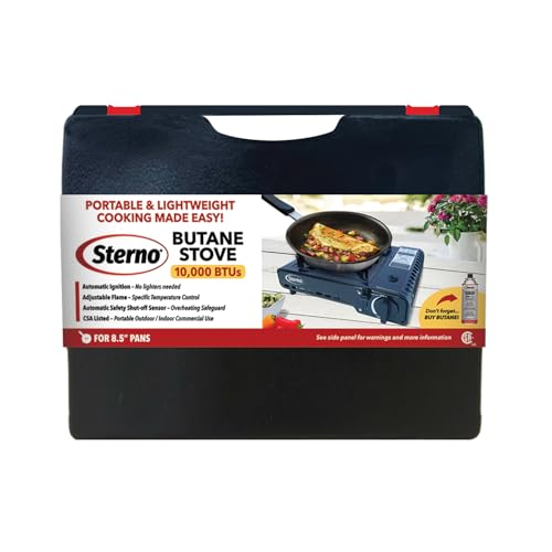 Sterno Portable Butane Stove - 9K/10K BTU Single Burner Stove, Outdoor & Indoor Use Butane Gas Burner with Carrying Case - Camping Cooktop for Tailgating, Outdoor Cooking, Catering, & Action Stations - Image 3