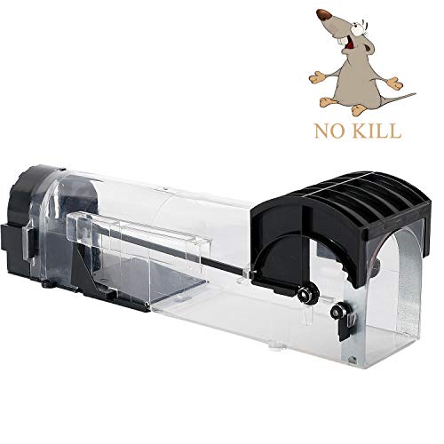 GoMaihe Plástico Transparente Trampas para Ratas, 1Pieza, Trampa Ratones Reutilizable y Fácil de Usar, Trampas para Ratones Dispositivo de Seguridad para Mascotas y Ninos, Raton y Pest Catcher, Negro