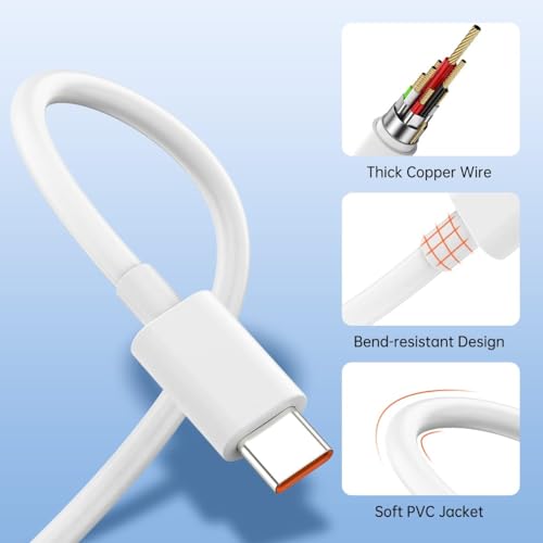 Image of Hypercharge Type C 100 cm Cable|Supports 120W, 67W Fast Charging|6Amp Speed|Compatible with MI /REDMI /XIAOMI /Poco & All Others Type-C Models (6 Month Warranty)