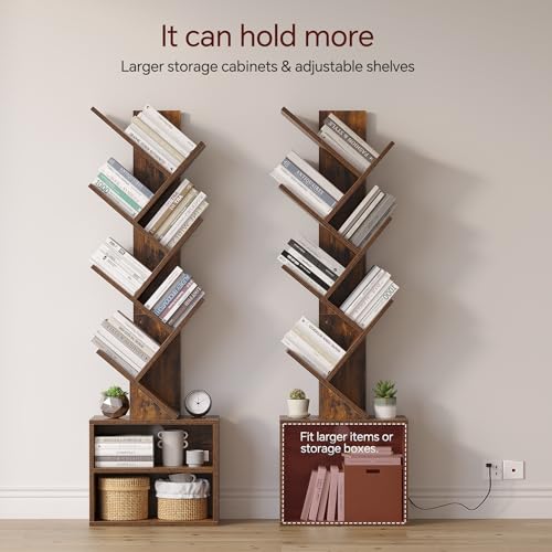 Image of SUNMORY 6 Tier Tree Bookshelf with Lights, Bookcase with Storage Organizer