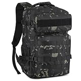 HUNTVP Militär Rucksack Herren 30L Taktischer Rucksack Molle Wanderrucksack Tactical Backpack Sportrucksack Bundeswehr Wasserdicht Daypack für Wandern Camping Outdoor,30L-Camouflage