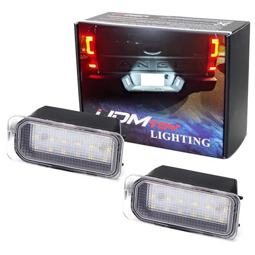 iJDMTOY OEM-Fit Xenon White 3W Full LED License Plate Light Kit Compatible With Ford 2019-23 Ranger & 2012-23 International Versions, Powered by 18-SMD LED Diodes