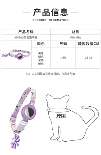viviweek 8 Stück Katzen-Tracker-GPS-Halsband für kleine Katzen, Airtag-Katzenhalsband mit Chrysantheme, GPS-Hunde-Tracker, verstellbares Leder für Kätzchen und Welpen (Farbe: lila)