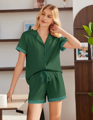 Image of Ekouaer Womens Button Down Pajamas Set Short Sleeve Sleepwear 2026 Summer Soft 2 Piece Lounge Sets