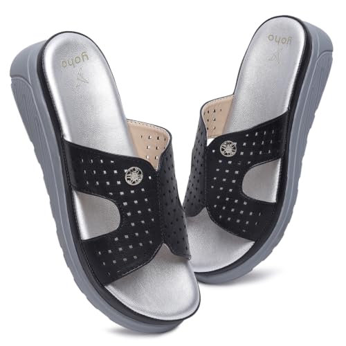 Image of YOHO SDL 111 Slides for Women | Orthopedic & Soft Sandal for Ladies | Fancy Slippers /Chappal For Girls | Stylish Heeled Wedhes for Everyday Wear